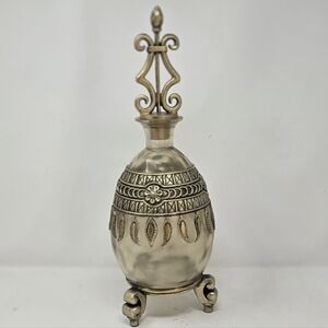 Vtg indian influenced genie bottle frosted resin champaign colored accent carafe